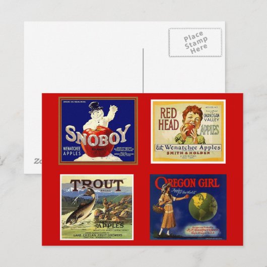  rode NW-adverteren appelkrat, WA of Briefkaart (Voorkant / Achterkant)