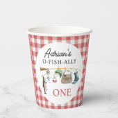 rode O-Fish-Ally Een 1e Verjaardag Papieren Bekers (Achterkant)