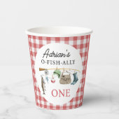  rode O-Fish-Ally Een 1e Verjaardag Papieren Bekers (Voorkant)