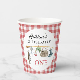  rode O-Fish-Ally Een 1e Verjaardag Papieren Bekers