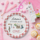 rode O-Fish-Ally Een 1e Verjaardag Papieren Bordje (Feest)