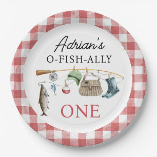  rode O-Fish-Ally Een 1e Verjaardag Papieren Bordje