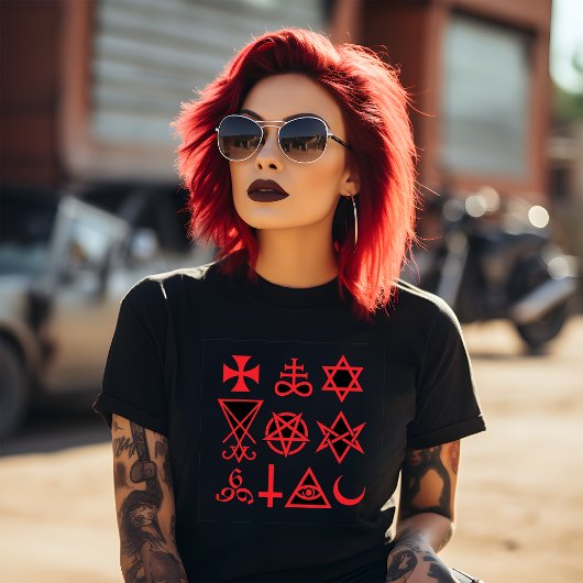 Rode Occulte Symbolen T-shirt