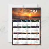 Rode Oceaan - 2019 - Sunset Mini Calendar Magnetische Uitnodiging (Voorkant)