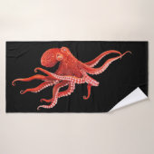 rode octopus badhanddoek (Badhanddoek)