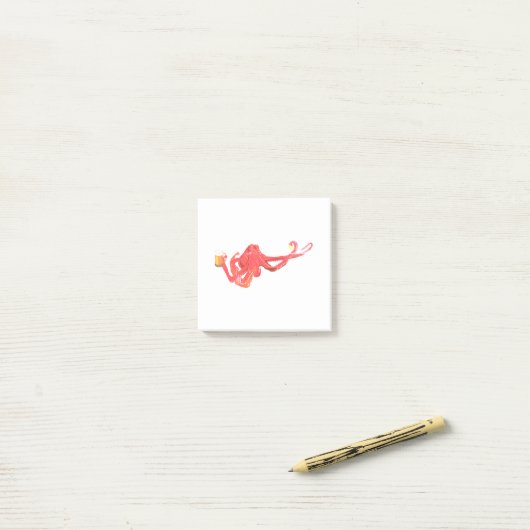 Rode Octopus Bierliefhebber Post-it® Notes (Op bureau)