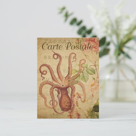  rode octopus briefkaart (Staand voorkant)