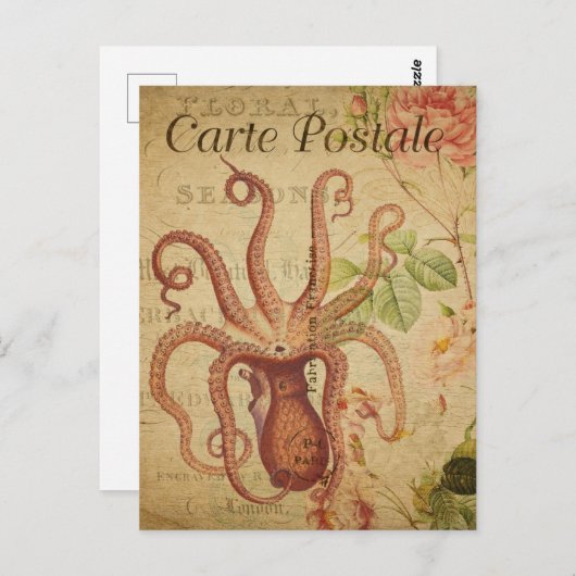  rode octopus briefkaart (Voorkant / Achterkant)
