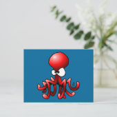 Rode octopus briefkaart (Staand voorkant)