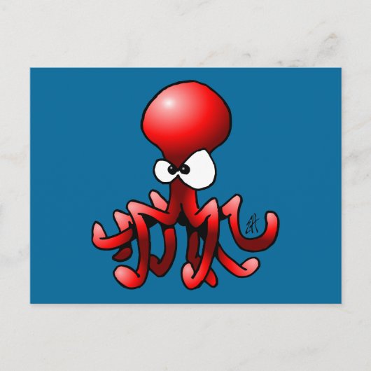 Rode octopus briefkaart (Voorkant)