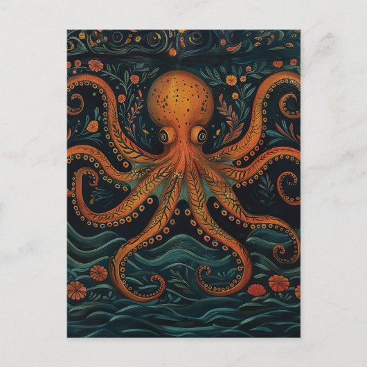 Rode octopus briefkaart (Voorkant)