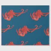Rode octopus cadeaupapier (Vlak)
