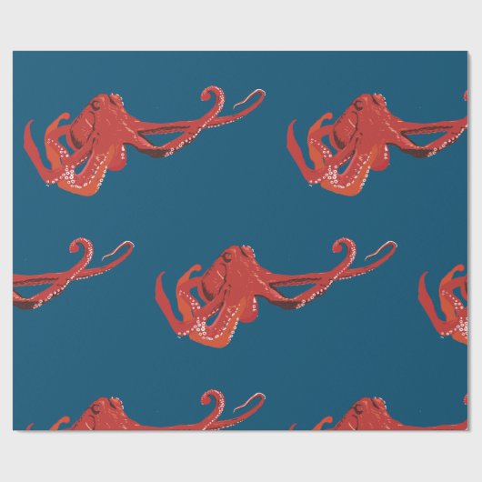 Rode octopus cadeaupapier (Vlak)