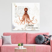  rode octopus illustratie Nautical Map Canvas Afdruk (Insitu (Woonkamer))
