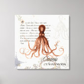 rode octopus illustratie Nautical Map Canvas Afdruk (Voorkant)