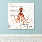  rode octopus illustratie Nautical Map Canvas Afdruk (Insitu (Houten vloer))