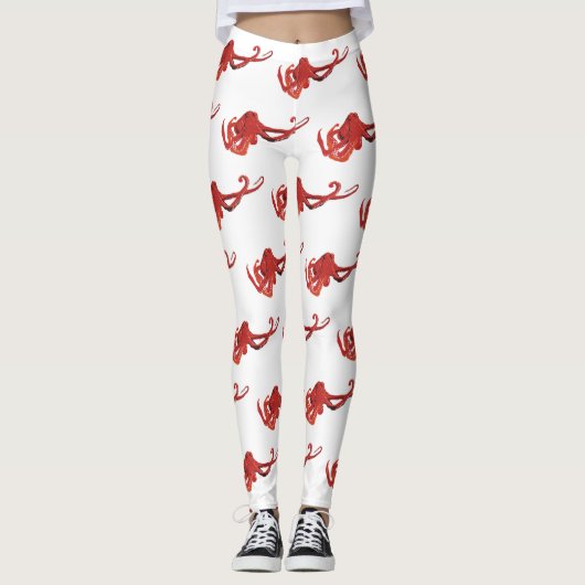 Rode octopus leggings (Voorkant)