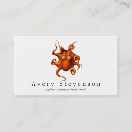  rode octopus mariene biologie nautisch visitekaartje (Voorkant)