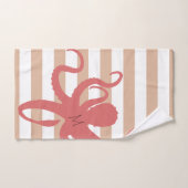Rode octopus modern strand, wit zand gestript bad handdoek (Handdoek)