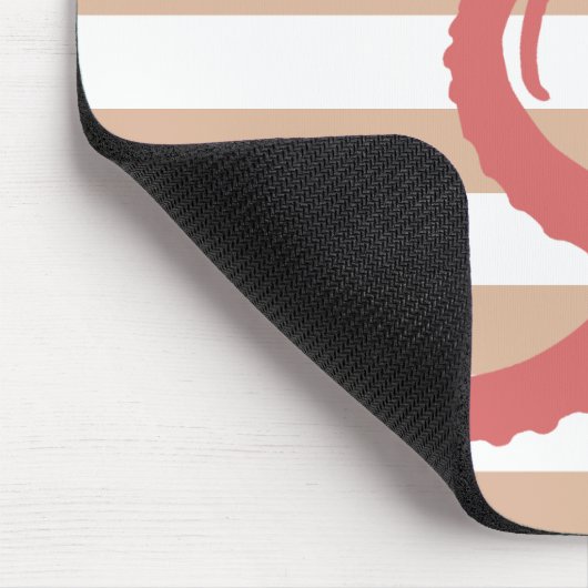 Rode octopus modern strand, wit zand gestript muismat (Hoek)