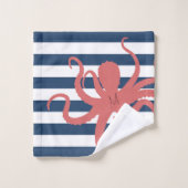 Rode octopus modern strand witte marineblauw gestr bad handdoek (Wasdoekje)
