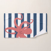 Rode octopus modern strand witte marineblauw gestr bad handdoek (Handdoek)