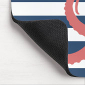 Rode octopus modern strand witte marineblauw gestr muismat (Hoek)