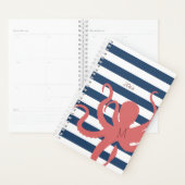 Rode octopus modern strand witte marineblauw gestr planner (Display)