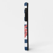 Rode octopus moderne strand wit marineblauw gestre Case-Mate iPhone case (Achterkant/links)