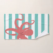 Rode octopus moderne strand witte turquoise gestre bad handdoek (Handdoek)