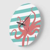 Rode octopus moderne strand witte turquoise gestre grote klok (Hoek)