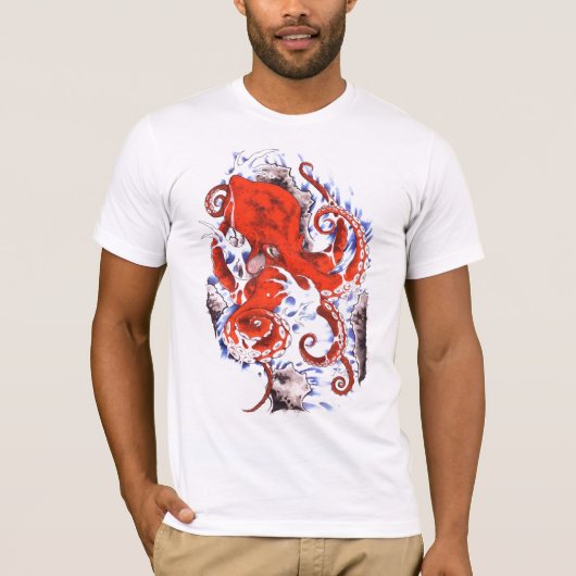rode octopus t-shirt (Voorkant)