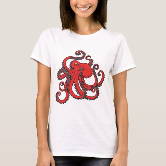Rode octopus t-shirt (Voorkant)