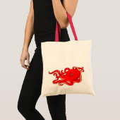 Rode octopus tote bag (Voorkant (product))