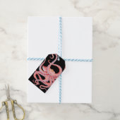 Rode octopus Waterverf op zwart Cadeaulabel (Met Touw)