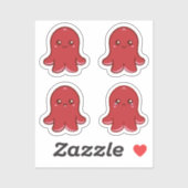 Rode octopus worst emoties sticker (Vel)