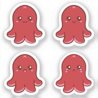 Rode octopus worst emoties sticker