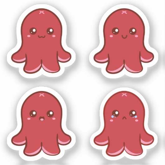 Rode octopus worst emoties sticker (Voorkant)