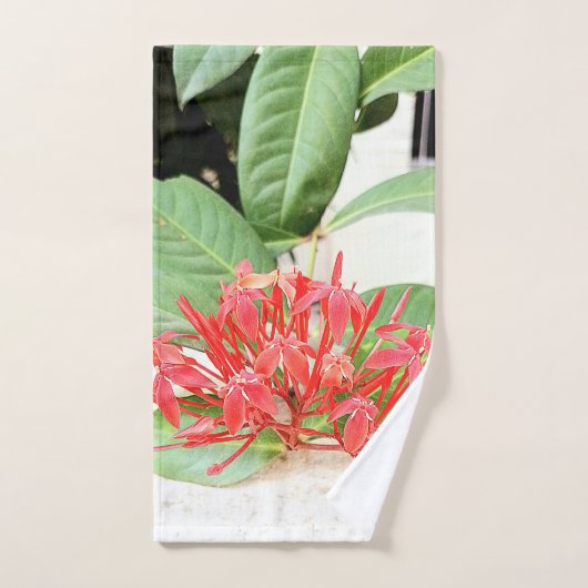 Rode Oerwoud Geranium Oasis Badhanddoek Set Bad Handdoek (Handdoek)