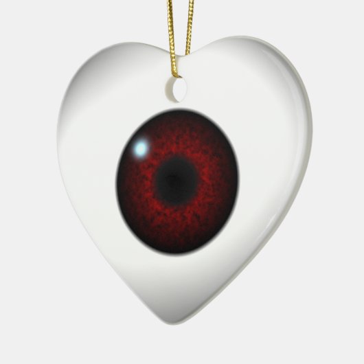 Rode ogen hart keramisch ornament (Links)