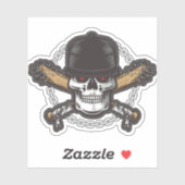 Rode ogen piratenschedel sticker (Vel)