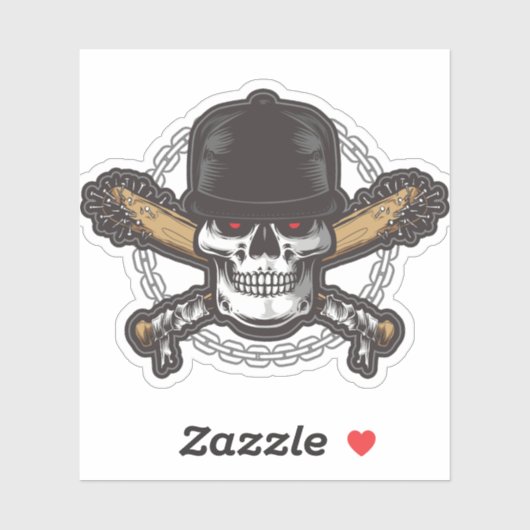 Rode ogen piratenschedel sticker (Vel)