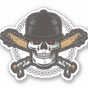 Rode ogen piratenschedel sticker