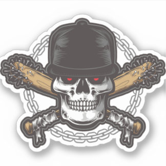 Rode ogen piratenschedel sticker