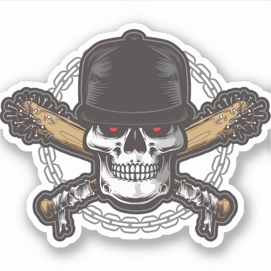 Rode ogen piratenschedel sticker (Voorkant)