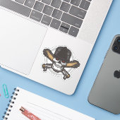 Rode ogen piratenschedel sticker (Laptop met iPhone)