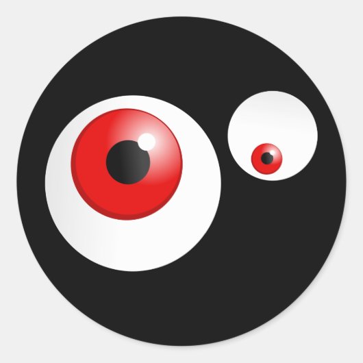 Rode ogen ronde sticker (Voorkant)
