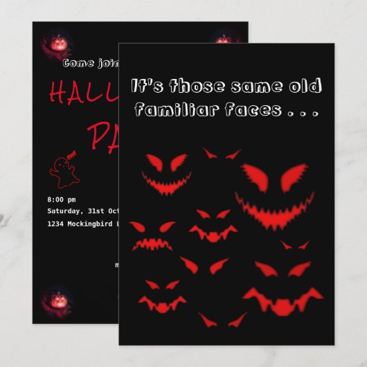 Rode ogen voor het kwaad op zwarte Creepy Hallowee Kaart (Voorkant / Achterkant)