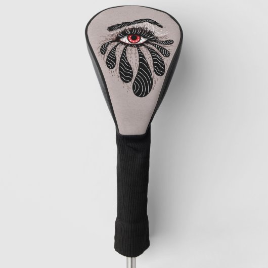 Rode ogen zwarte tranen golfheadcover (Voorkant)