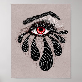 Rode ogen zwarte tranen poster